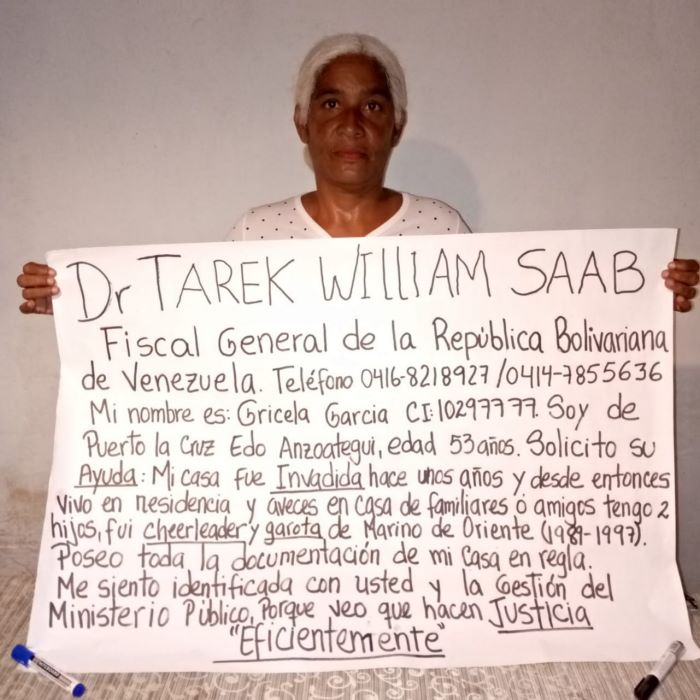 Ciudadana denuncia invasión de su casa en Puerto La Cruz y pide ayuda al fiscal general de Venezuela