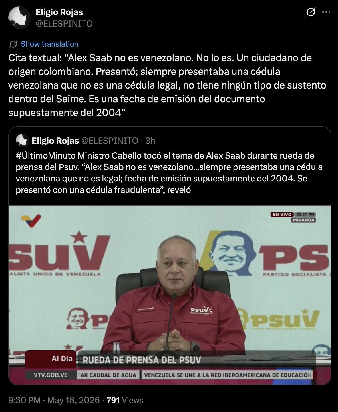 Venezuela deporta a Alex Saab y lo declara ciudadano colombiano con cédula “fraudulenta”