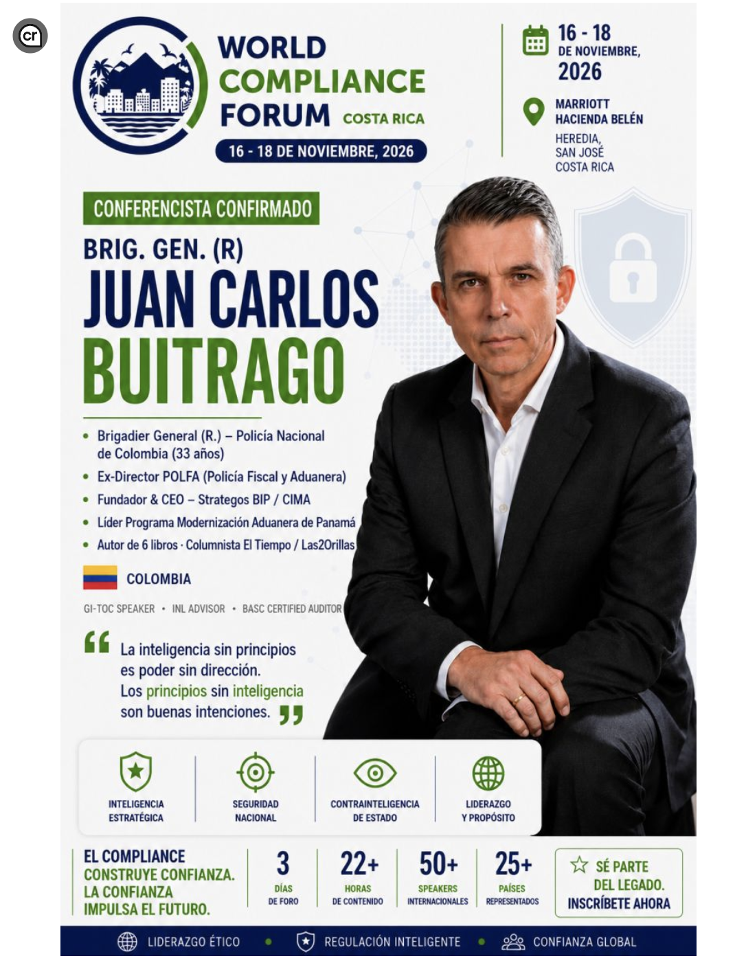 Juan Carlos Buitrago Arias participará como conferencista en el World Compliance Forum Costa Rica 2026 Juan Carlos Buitrago Arias participará como conferencista en el World Compliance Forum Costa Rica 2026