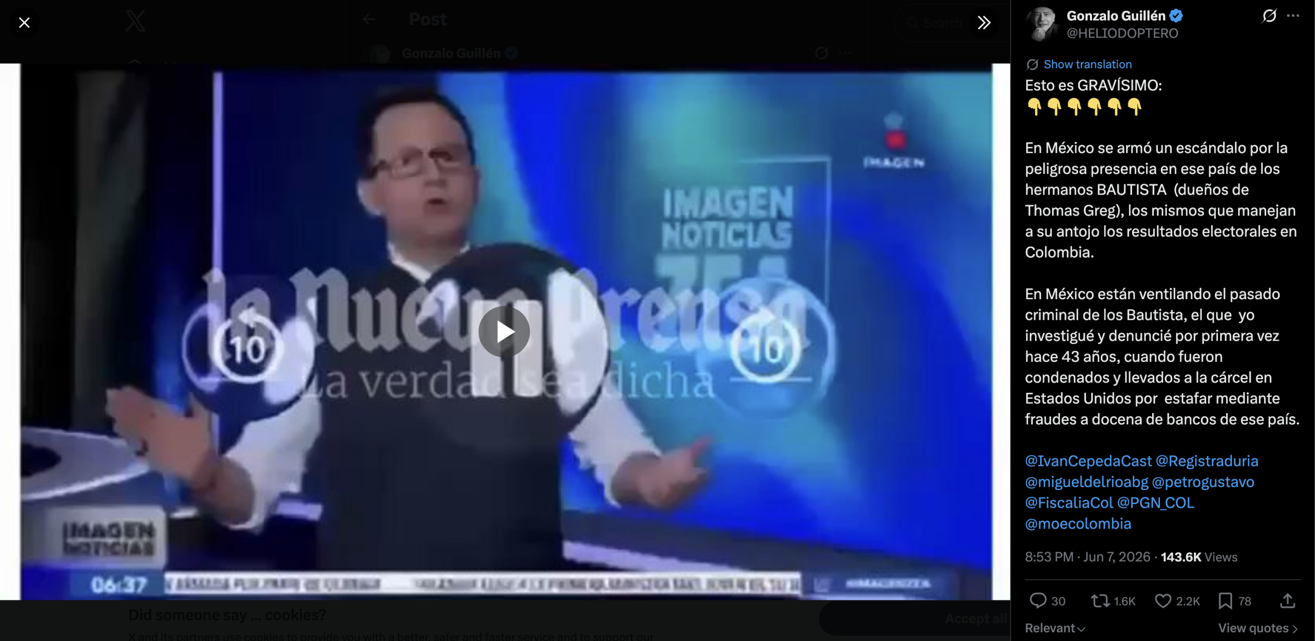 Gonzalo Guillén denuncia presencia de los hermanos Bautista en México Gonzalo Guillén denuncia presencia de los hermanos Bautista en México