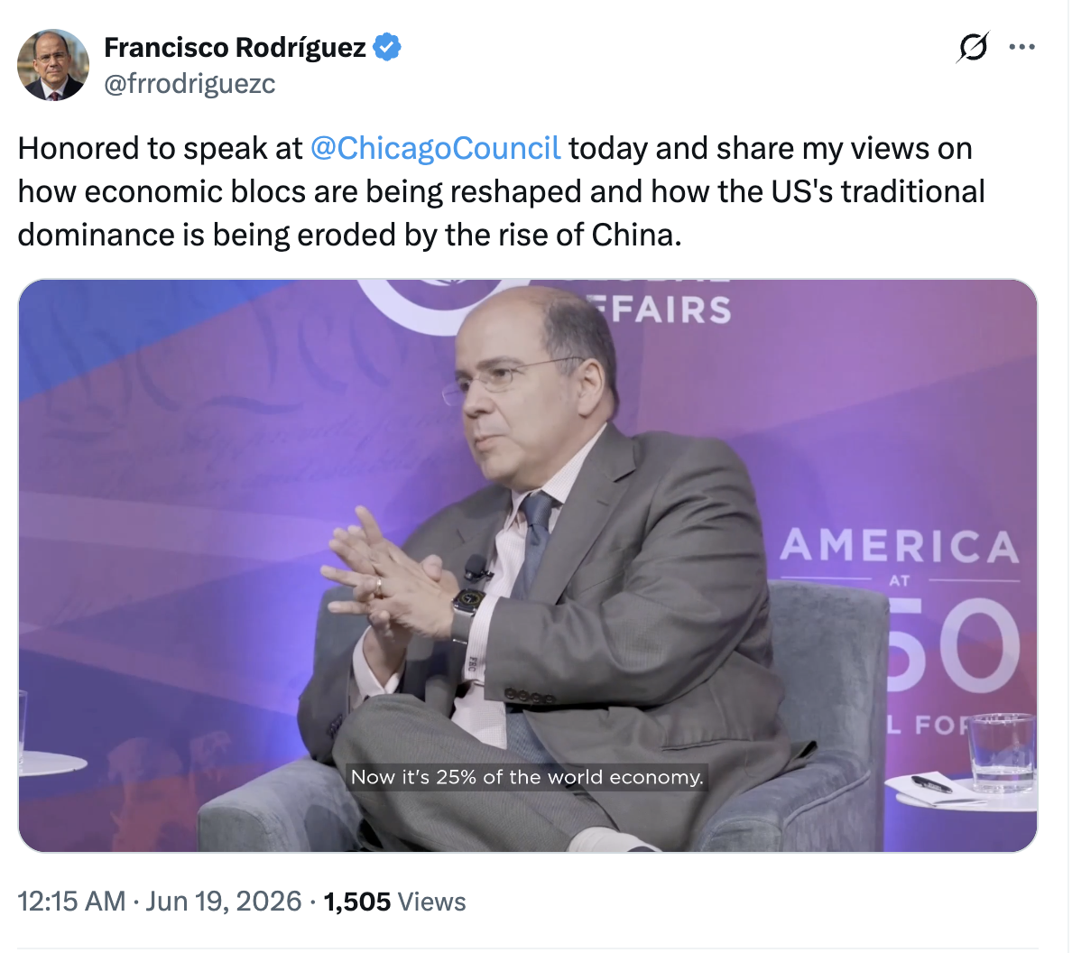 Rodríguez: China gana influencia global al consolidarse como principal fuente de financiamiento Rodríguez: China gana influencia global al consolidarse como principal fuente de financiamiento