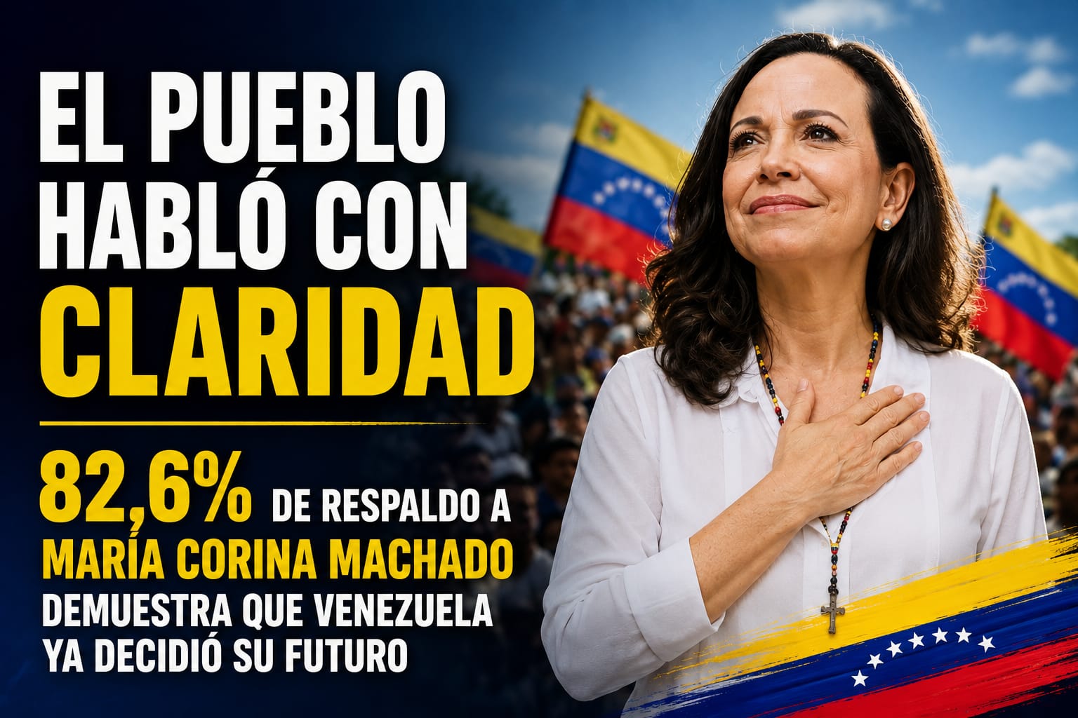 Omar González: El 82,6% de respaldo a María Corina Machado demuestra que Venezuela ya decidió su futuro Omar González: El 82,6% de respaldo a María Corina Machado demuestra que Venezuela ya decidió su futuro