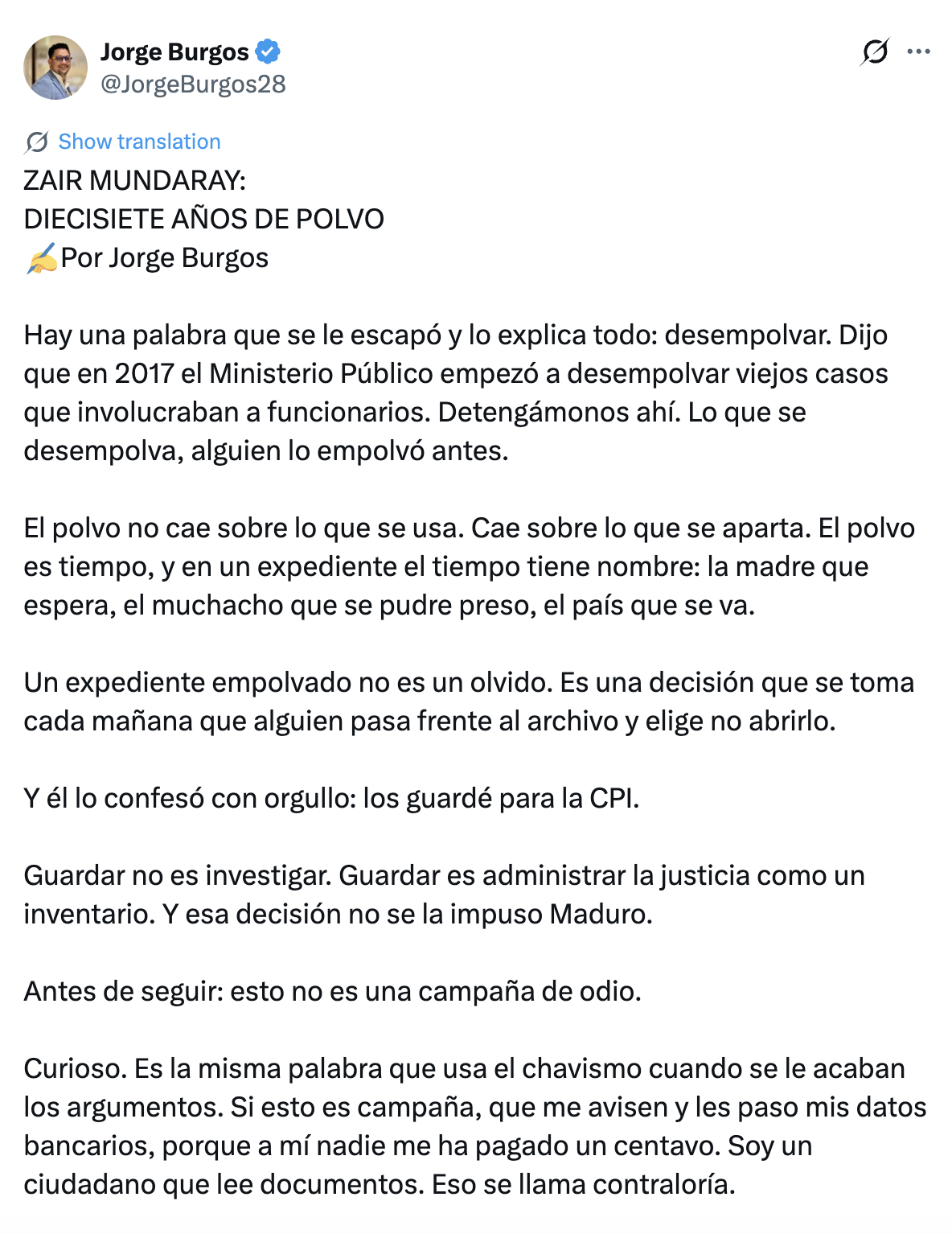 ZAIR MUNDARAY: DIECISIETE AÑOS DE POLVO – Por Jorge Burgos ZAIR MUNDARAY: DIECISIETE AÑOS DE POLVO – Por Jorge Burgos