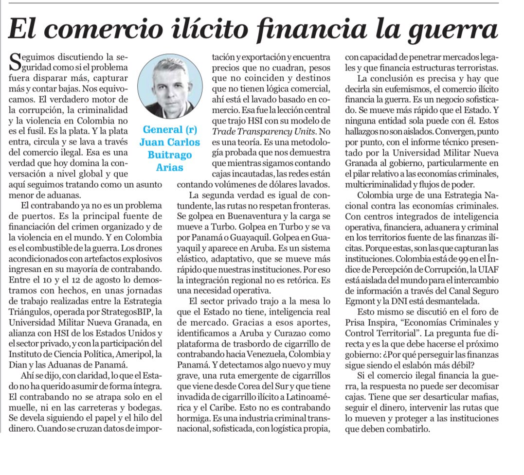 El comercio ilícito financia la guerra – Juan Carlos Buitrago El comercio ilícito financia la guerra – Juan Carlos Buitrago