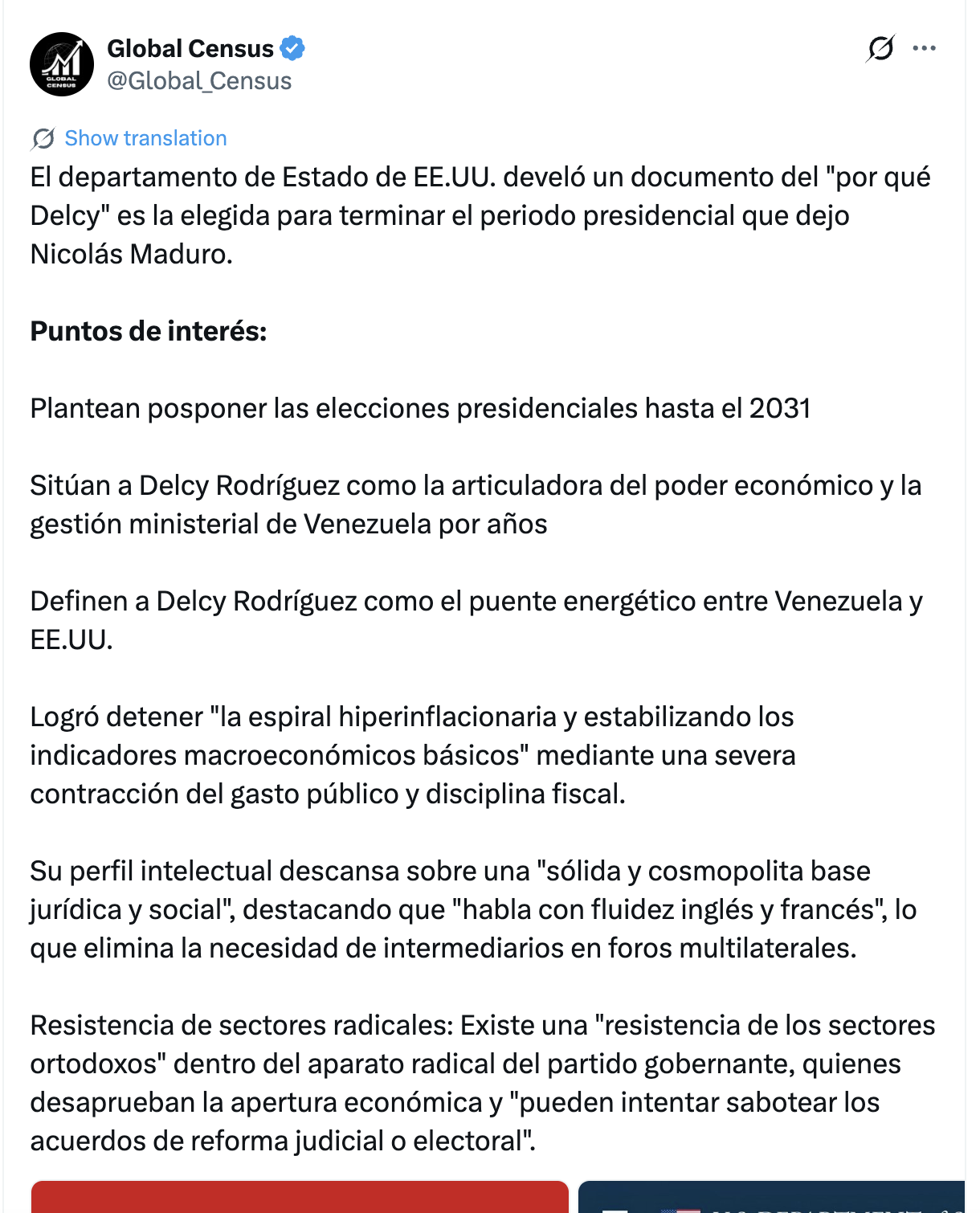 Imágenes atribuidas al Departamento de Estado apuntan a Delcy Rodríguez como figura clave en la transición venezolana Imágenes atribuidas al Departamento de Estado apuntan a Delcy Rodríguez como figura clave en la transición venezolana