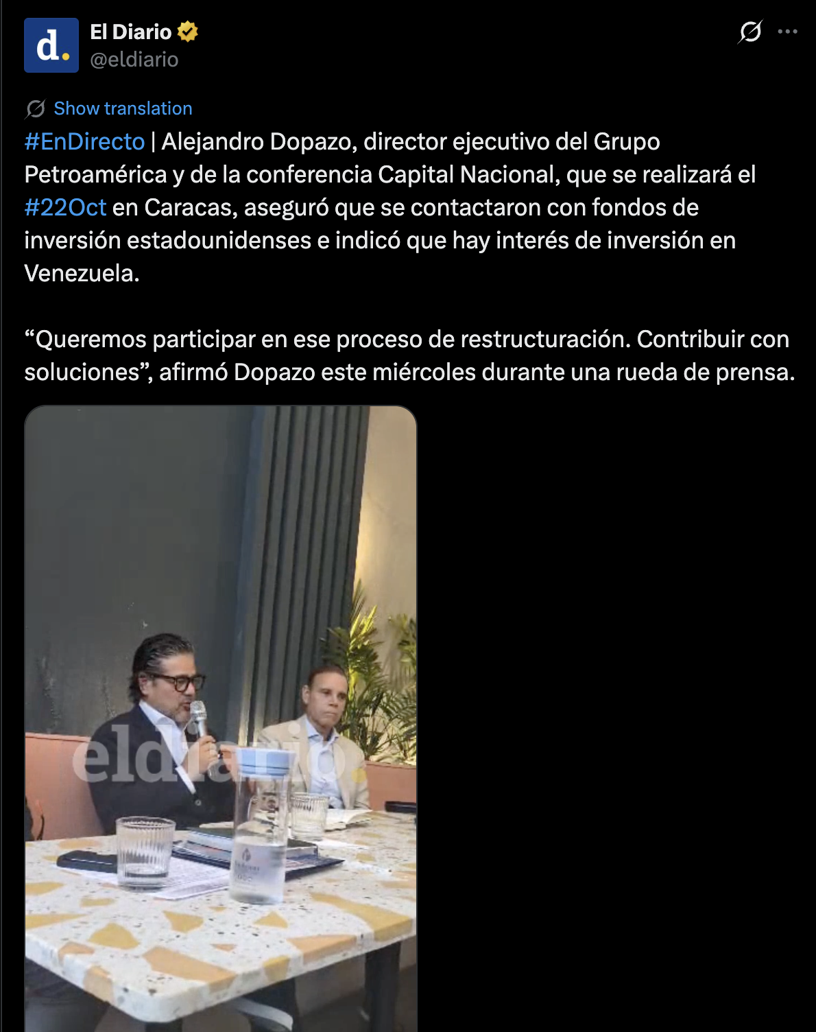 Alejandro Dopazo busca participar en la reestructuración de Venezuela, pero enfrenta preguntas sobre su pasado